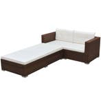 vidaXL 3-delige Loungeset met kussens poly rattan bruin, Tuin en Terras, Tuinsets en Loungesets, Verzenden, Nieuw, 3 zitplaatsen