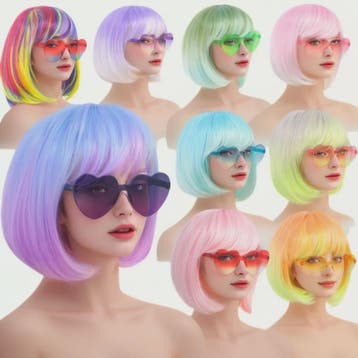 Stijlvolle Gradient Bob Pruik met Pony - Synthetisch Haar vo, Verzenden, Nieuw