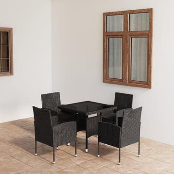 vidaXL 5-delige Tuinset poly rattan zwart, Tuin en Terras, Tuinsets en Loungesets, 4 zitplaatsen, Nieuw, Tuinset, Verzenden