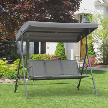 Outsunny 3-zits tuinstoel schommelbank met dak en verstelbar, Verzenden, Nieuw