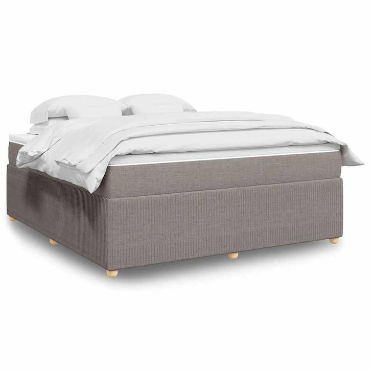vidaXL Boxspring met matras stof taupe 180x200 cm, Huis en Inrichting, Slaapkamer | Bedden, 80 cm, 200 cm, Eenpersoons, Nieuw