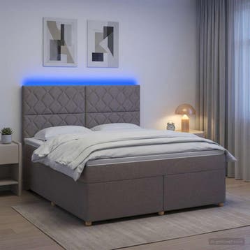 vidaXL Boxspringbed met matras met hoofdeinde Taupe 160 x, Verzenden, Nieuw, Tweepersoons