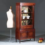 Franse Vitrine met lade en gesloten deurtje prachtig ingeleg, Ophalen of Verzenden