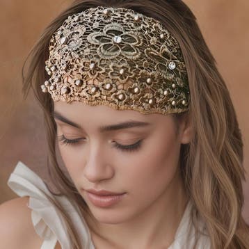 Elegante Bloemen Haarband met Parels en Kant - Stijlvolle Ho, Verzenden, Nieuw