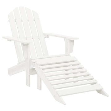 vidaXL Tuinstoel met hocker hout wit, Verzenden, Nieuw, Hout