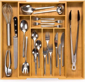 2dekans | Budu Uitschuifbare Bamboe Bestekbak #47 (47 cm, Huis en Inrichting, Keuken | Keukenbenodigdheden, Ophalen of Verzenden