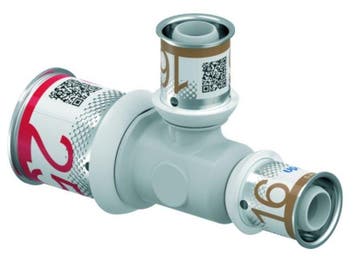 Uponor S-Press Plus PPSU perskoppeling Ø25x16x16 T-stuk, Verzenden, Nieuw