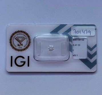 1 pcs Diamant (Natuurlijk) - 0.41 ct - Rond - I - VS1 -, Nieuw