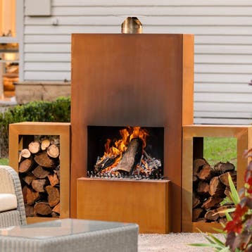 GardenMaxX Tuinhaard Pinacate XL Corten - Woodbox Edition, Ophalen of Verzenden, Nieuw
