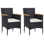 vidaXL Tuinstoelen 2 st poly rattan zwart, Tuin en Terras, Tuinstoelen, Verzenden, Nieuw, Rotan