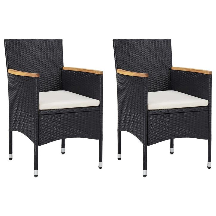 vidaXL Tuinstoelen 2 st poly rattan zwart, Tuin en Terras, Tuinstoelen, Nieuw, Rotan, Verzenden