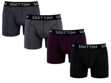 SQOTTON® Katoenen boxershorts - 4-Pack - Classic Stripes, Kleding | Heren, Verzenden