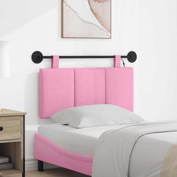 vidaXL Hangend hoofdbord Met LED-verlichting Roze Stof, Verzenden, Nieuw, Stof