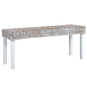 vidaXL Bankje 110 cm natuurlijk kubu rattan en massief, Verzenden, Nieuw