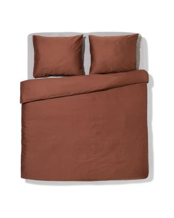 HEMA Dekbedovertrek 200x200/220cm hotel katoen satijn bruin, Verzenden, Nieuw, Bruin
