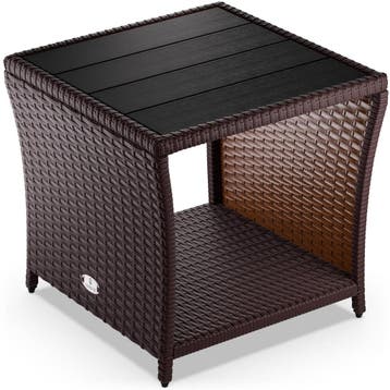 Polyrotan Bijzettafel Vedis Bruin 45x45x40cm (Meubelen), Verzenden