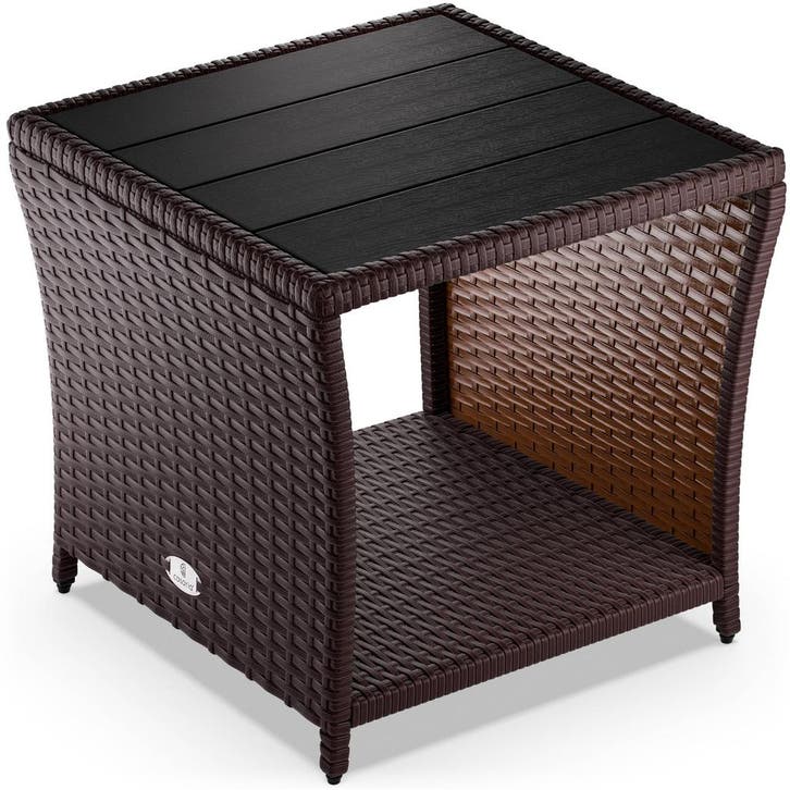 Polyrotan Bijzettafel Vedis Bruin 45x45x40cm (Meubelen), Huis en Inrichting, Complete inboedels, Verzenden