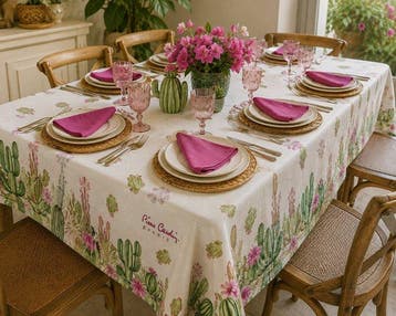 Elegante bloemrijke tafelkleed met cactus, ontworpen door