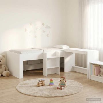 vidaXL Hoge Bed Frame met Bureau voor Kinderen 2 st Wit, Verzenden, Nieuw, Wit, Hout