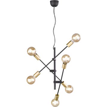 LED Hanglamp - Trion Ross - E27 Fitting - 6-lichts, Huis en Inrichting, Lampen | Hanglampen, Ophalen of Verzenden, Nieuw, Metaal