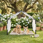 Honden tent Valevali 122x122x90 cm zwart en wit [en.casa], Dieren en Toebehoren, Verzenden, Nieuw