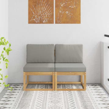vidaXL 2 Stuk Buiten Midden Sofa Massief Acaciahout Wit, Verzenden, Nieuw, 2 zitplaatsen