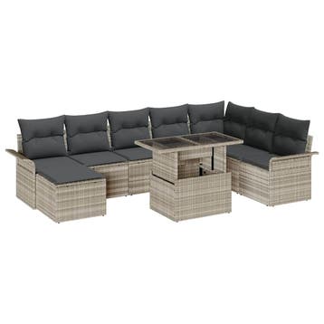 vidaXL Tuin Sofa Set 9 st Lichtgrijs, Verzenden, Nieuw, Meer dan 8 zitplaatsen