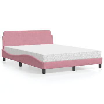 vidaXL Bed met matras Dover fluweel roze 120x200 cm, Verzenden, Nieuw, Twijfelaar, 120 cm