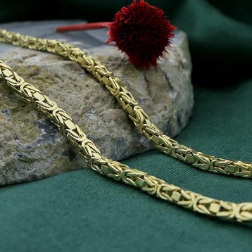 Gouden vierkante koningsschakel ketting, Ophalen of Verzenden, Gebruikt, Goud, Goud