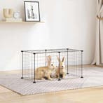 vidaXL Huisdierenkooi met 8 panelen 35x35 cm staal zwart, Verzenden, Nieuw