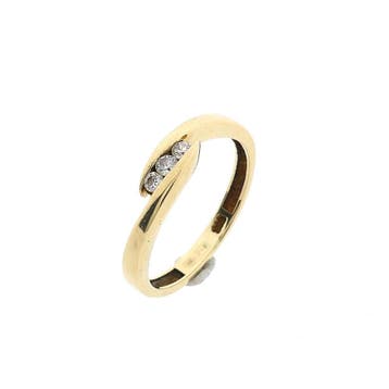 Gouden ring met zirconia; 14 karaat; ringmaat 17,25, Sieraden, Tassen en Uiterlijk, Gebruikt, Ophalen of Verzenden, 17 tot 18