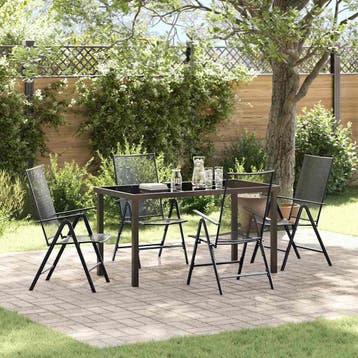 vidaXL Tuin eettafelset 5 pcs Antraciet Gepoedercoat staal, Verzenden, Nieuw, 5 zitplaatsen