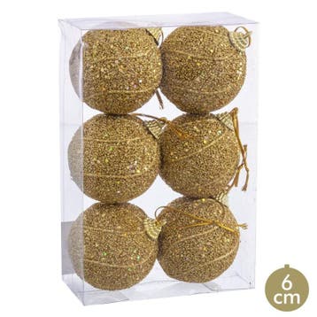 Kerstballen set 6 stuks Goud Ø 6 cm, Diversen, Kerst, Ophalen of Verzenden, Nieuw