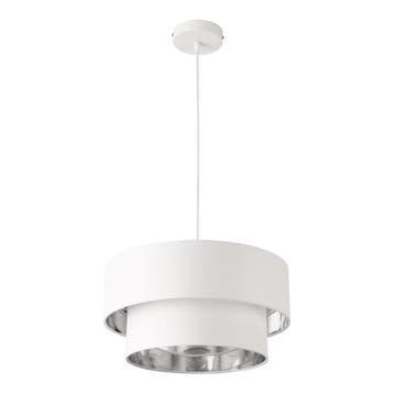 Design hanglamp Lopar 149 cm metaal en stof E27 Ø40 wit, Verzenden, Nieuw