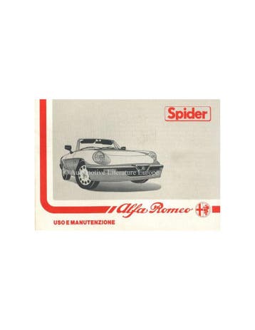 1989 ALFA ROMEO SPIDER INSTRUCTIEBOEKJE ITALIAANS