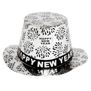 1x Zilveren hoed Happy New Year - Nieuwjaar thema, Ophalen of Verzenden, Nieuw
