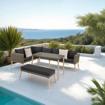 Rotanlounge met aluminium frame Pula - natuur, Verzenden, Nieuw