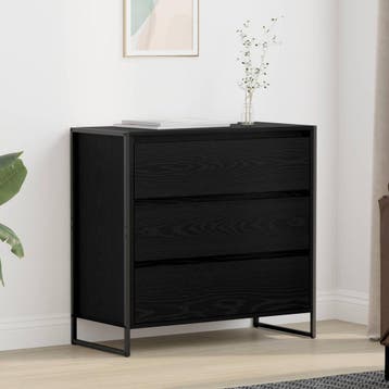 vidaXL Dressoir Zwart Eiken 79 x 36 x 75.5 cm Bewerkt hout, Verzenden, Nieuw, Overige houtsoorten, Minder dan 50 cm