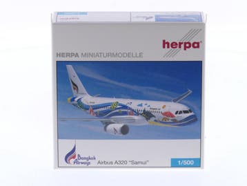 Schaal 1:500 Herpa 504683 Bangkok Airways Airbus A320 Sa..., Ophalen of Verzenden, Zo goed als nieuw