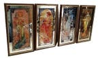 Spiegel (4)- Na Alphonse Mucha-serie uren van de dag - Glas,, Antiek en Kunst