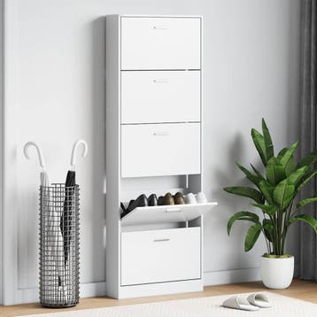 vidaXL Schoenenkast hout met 5 opbergvakken wit, Verzenden, Nieuw
