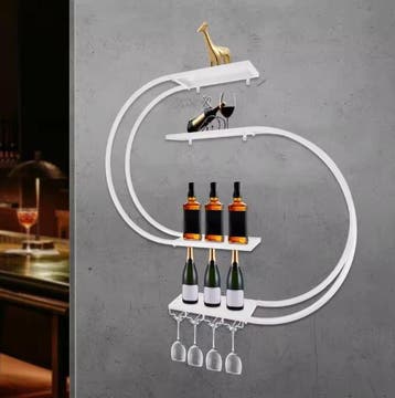 Wand Wijnrek 4 Lagen – Met Glashouder en Wijnopbergruimte, Verzenden, Nieuw