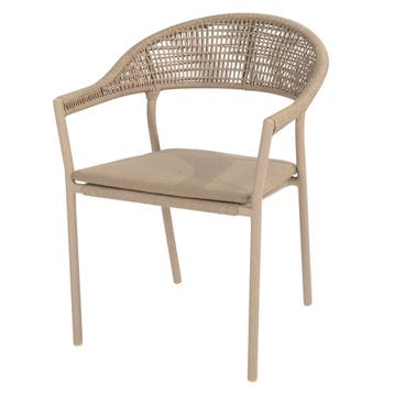 Sienna stapelbare dining tuinstoel rope venao latte Taste, Ophalen of Verzenden, Nieuw, Aluminium