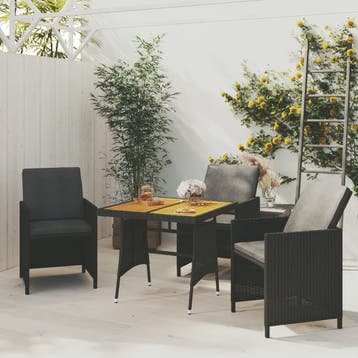 vidaXL Tuintafel 70x70x72 cm poly rattan en massief, Tuin en Terras, Tuintafels, Verzenden, Nieuw
