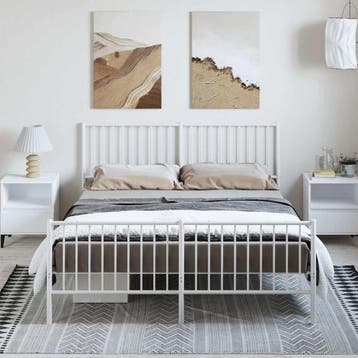vidaXL Bedframe met hoofd- en voeteneinde metaal wit 150x200, Huis en Inrichting, Verzenden, Wit, Overige maten, 200 cm