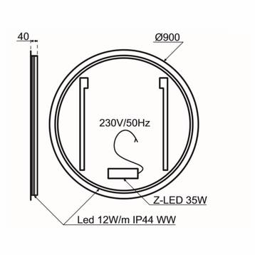 LED Spiegel Lanesto Cherchio Rond met Sensor 90 cm, Ophalen of Verzenden, Nieuw