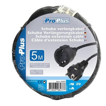 ProPlus Verlengkabel - 5 meter - 3 x 1 mm² - zwart - huis.., Ophalen of Verzenden, Nieuw