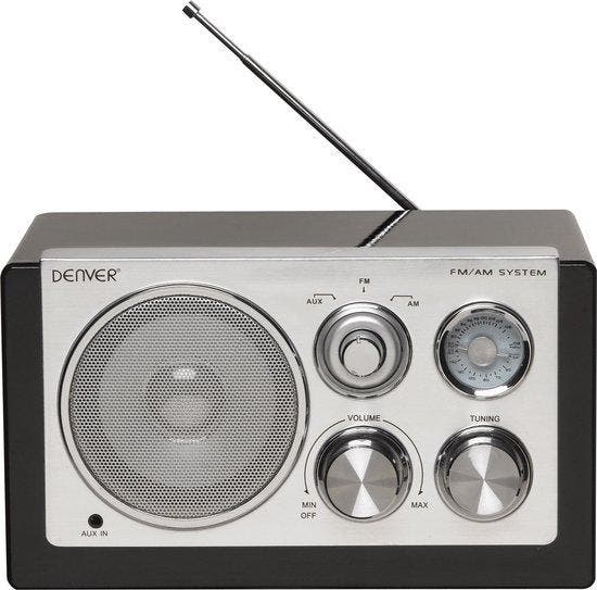 Denver TR-61 - Retro FM radio - Zwart, Audio, Tv en Foto, Mp3-spelers | Overige merken, Verzenden