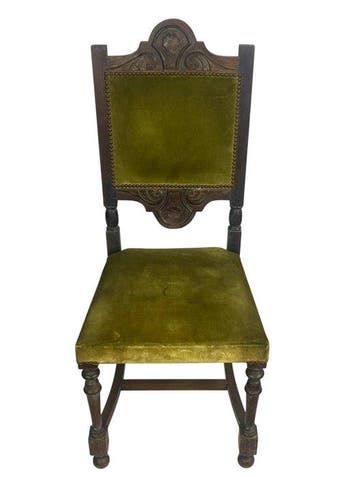 Stoel - Hout - Stoel met groen fluweel