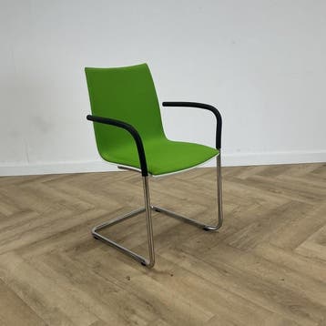Casala Onyx II vergaderstoel/sledestoel, wit - groen, Ophalen of Verzenden, Gebruikt, Metaal, Eén